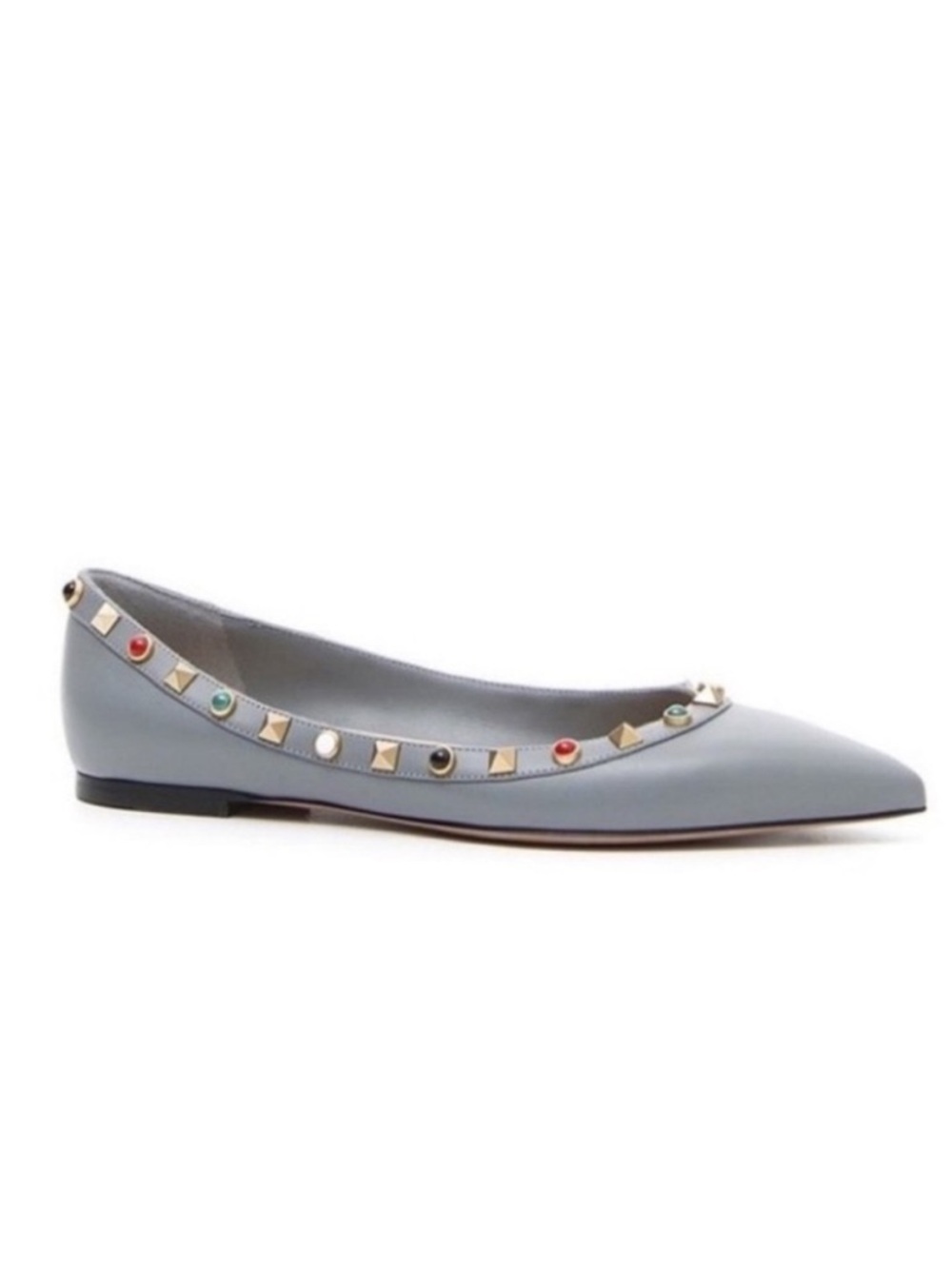 NEW VALENTINO GARAVANI Rolling Rockstud Flats in Grey Size 35.5